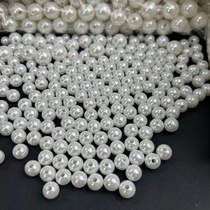 خرز لؤلؤي من البلاستيك ABS مع ثقب، خرز لؤلؤي دائري فضفاض لصناعة المجوهرات وإكسسوارات الحرف اليدوية - Product Image 5