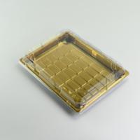 Caja Desechable de PET para Sushi para Llevar, con Tapa Antivaho Personalizable y Ajustable en Altura, Logotipo Dorado en RPET
