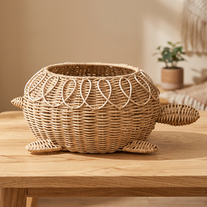 Diseño verde, cesta de flores de ratán en forma de tortuga, maceta decorativa para el hogar, sala de estar y Escritorio - Product Image 3