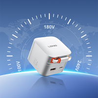 Chargeur GaN PD 65W LDNIO Q10 OEM ODM, alimentation en gros personnalisée, adaptateur mural double port, câble Type-C rétractable