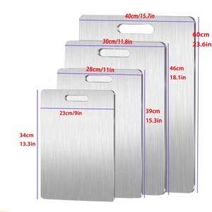 เขียงสแตนเลส 23x34 ซม. 28x39 ซม. 30x46 ซม. 40x60 ซม. สำหรับครัว ใช้หั่นอาหาร ล้างในเครื่องล้างจานได้ รูปทรงสี่เหลี่ยมผืนผ้า - Product Image 1