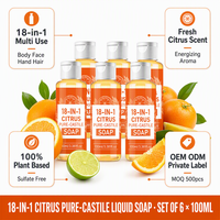 Savon liquide pur à l'huile de coco et à l'huile d'olive 18 en 1, multi-usages pour le corps, le visage et les mains, 100 ml, OEM ODM