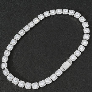 BES personalizado 13mm 925 plata esterlina morganita hielo azúcar cadena collar cubano fiesta moda Hip-hop joyería - Product Image 3