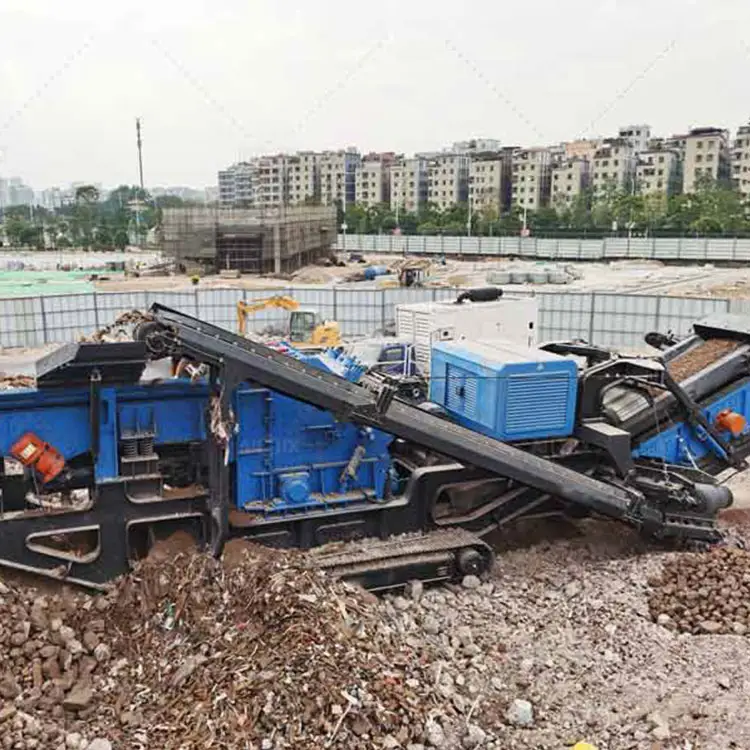 Mobile Construction Waste Crusher Lines 300 T/H Jaw Impact Cone Beton brecher anlage nach dem Abbruch