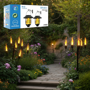 Lanterne Solari HYBEC 170x170x200mm con Effetto Fiamma, Luci da Giardino per Esterni, Confezione da 2 - Product Image 3
