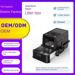Bac à litière <span class=keywords><strong>pour</strong></span> <span class=keywords><strong>chat</strong></span> <span class=keywords><strong>XXL</strong></span> semi-fermé carré en métal et plastique, grande taille, facile à nettoyer, détachable, surélevé et approfondi - Product Image 2