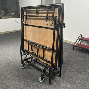 Plateforme de scène mobile pliable avec cadre en acier, surface en tapis rouge et gris pour les événements commerciaux, les événements scolaires, les assemblées et les spectacles - Product Image 6