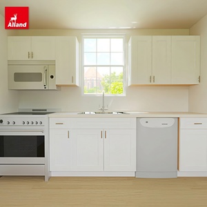Ensemble de meubles de <span class=keywords><strong>cuisine</strong></span> bas en MDF Alland Classic Small avec évier, armoires de <span class=keywords><strong>cuisine</strong></span> modulaires blanches style Shaker pour la maison - Product Image 1