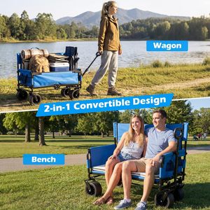 3-in-1 Wide All-Terrain Wheels <strong>Folding</strong> Wagon Beach <strong>Cart</strong> Collapsible Utility Wagon Heavy Duty Garden Camping <strong>Cart</strong> - Product Image 2