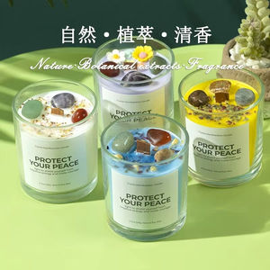 Bougies parfumées aux pierres précieuses de manifestation de soja personnalisées bon marché avec cristal de guérison Déco de maison de luxe - Product Image 3