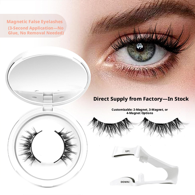 Wholesale Handmade Synthetic Hair Magnetic Eyelashes Custom LOGO Private Label No Glue Needed Natural Look Lashes Kit Applicator