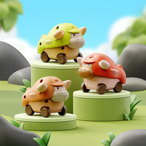 Prensa de dibujos animados para niños-<span class=keywords><strong>Coches</strong></span> de juguete inerciales, juguetes educativos para bebés, lindos <span class=keywords><strong>coches</strong></span> de juguete de animales taurinos - Product Image 2