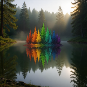 T-shirt à manches longues avec motif de réflexion des arbres de la nature, design d'aventure en forêt et de faune sauvage - Product Image 3