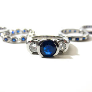 Vintage hakiki nişan söz prenses güzel takı 18k 14k sarı altın açık mavi safir bildirimi ışık halkası - Product Image 2