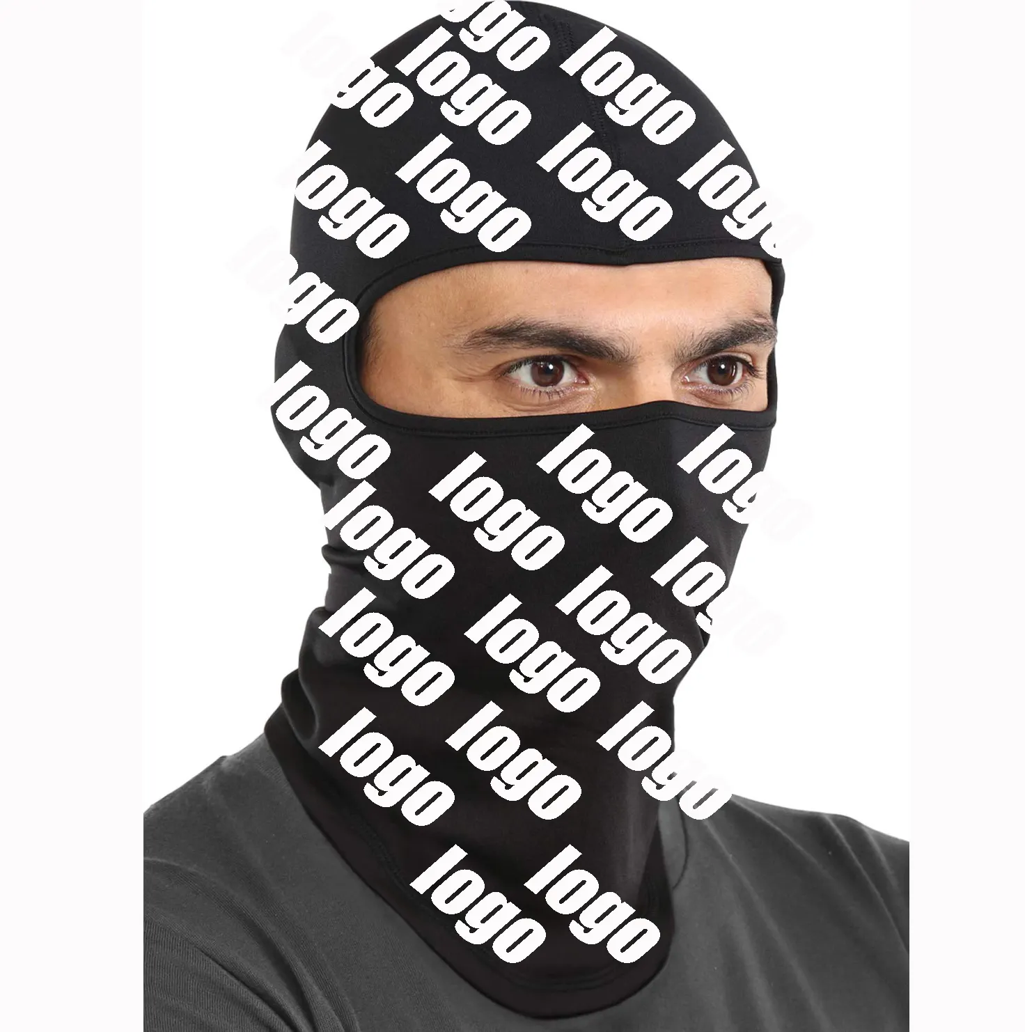 Balaclava de logotipo personalizada, máscara de logotipo impressa completa para motocicleta, snowboard, leite, ski, seda