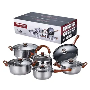 Kitchen Wares Wholesale High Quality Most Popular Stainless Steel Nonstick Induction Cooking Pot Cookware Set With Glass Lid