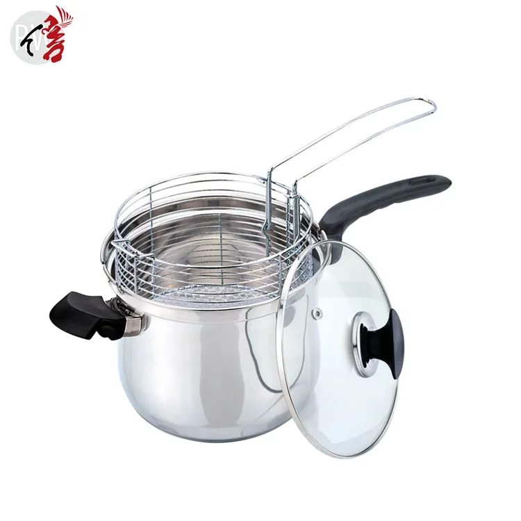 Realwin 3.5 quart stainless steel cooking pot deep chips fryer pan set