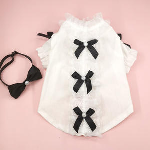 नई शैली छोटी आंटी विंड शर्ट + धनुष सेट पालतू बिल्ली कुत्ते खरगोश कपड़े फीता शर्ट शर्ट - Product Image 3