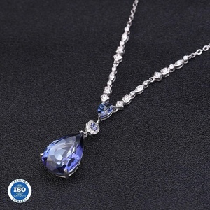Colgante collar con plata de primera ley cuarzo para mujer, cadena de eslabones, plata esterlina 925, Cuarzo Natural místico, para boda, 10,68 quilates - Product Image 2