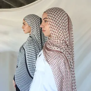 Jilbab sifon cetak penjualan laris 2024 grosir jilbab cetak kuffiyeh Turki Timur Tengah Dubai untuk wanita