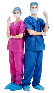 통기성 부드러운 컬러 SMS 일회용 병원 스크럽 세트 공장 도매 간호사 옷을 문질러 - Product Image 3