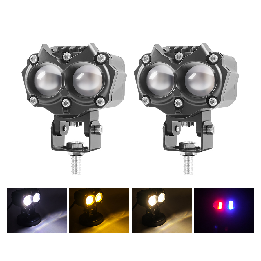 80W Red Blue Strobe Warning Light Forklift Tractor Off Road Front Bumper Work Light White Yellow High Low Beam Motorcycle Light