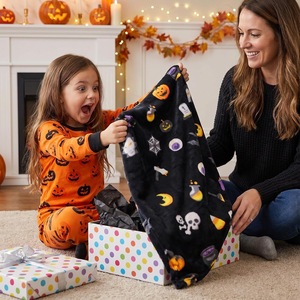 Halloween <b>Pumpkin</b> Ghost Flannel <b>Blanket</b> Throw <b>Blanket</b> Nap <b>Blanket</b> Horror Gift Spooky Super Soft Machine Washable Custom Print - Product Image 2