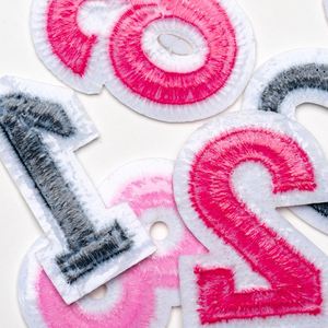 4.5cm pink Jersey Numbers 0-9 Embroidery Patch DIY Clothes Embroidered Number <b>Iron</b> on Patches for Backpack Shoes Hats Decoration - Product Image 3