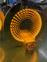 Support de Présentation de Bouteilles de Vin LED en Acrylique Noir Effet Miroir Infini 3D Personnalisé CE, Pré-assemblé, DIY, pour Service VIP en Boîte de Nuit