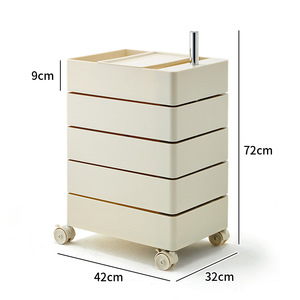 Chariot de rangement mobile à 4 tiroirs avec roulettes silencieuses, en plastique coloré, pour salon de beauté, bureau et chambre à coucher - Product Image 4
