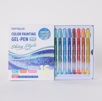 Languo Super Shining Glitter Liquid-Ink Painting Gel Pen Set 16 couleurs avec boîte de couleur 1.0mm Largeur d'écriture
