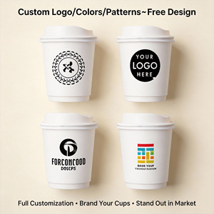 Personalizzabile doppia parete usa e getta tazza di caffè di carta <span class=keywords><strong>con</strong></span> coperchio eco-friendly e senza terra colori personalizzati per il campeggio - Product Image 2