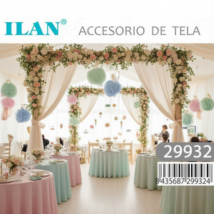 Tissu en dentelle Ilan 100x75cm blanc à pois, accessoire pour décorations - Product Image 3