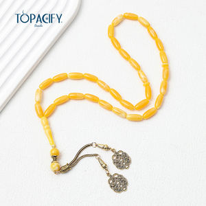 Trending Saudi Misbaha alta calidad musulmán Tasbih Tasbeeh <span class=keywords><strong>Islam</strong></span> 33 Rosario cuentas collar ámbar corona de oración para religiosos - Product Image 2