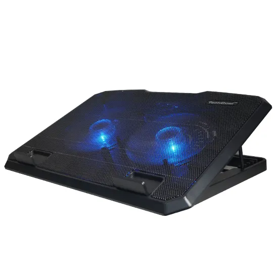 Super Slim Blue Led Laptop Fan Cooler With Adjustable Metal Mesh 17Inch Laptop Cooling Pad