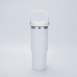 Double Wall Travel Beverage Tumbler with Side Handle, 30oz Stainless Steel <b>Insulated</b> <b>Cup</b> for Car and Office - Product Image 6