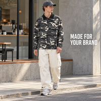 Polo à manches longues pour homme personnalisé, 260 GSM, 100 % coton, poids lourd, imprimé camouflage, style décontracté automne, streetwear, vente en gros, OEM