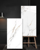 Bahan Bangunan Promo Panas 60x60 60x120 Ubin Keramik Porselen Glossy untuk Lantai Ubin Porselen Marmer Putih Standar