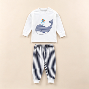 Wholesale Kids Boys Autumn Clothing Set Long Sleeve Pullover With Neck <strong>Popper</strong> and Cuffed Sweatpants Cartoon Pattern for Daily - Product Image 3