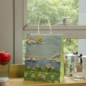 Sacs de shopping en papier kraft personnalisés avec poignées, style peinture à l'huile durable, cadeau personnalisé pour le shopping - Product Image 2
