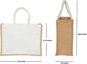 Sacs de courses réutilisables avec poignées en coton, sacs fourre-tout en toile de jute, sacs de plage en jute, sacs fourre-tout réutilisables en toile de jute - Product Image 2