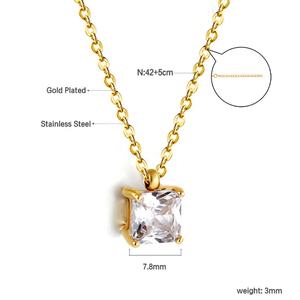 Nuevos Diseños al por Mayor, Collar de Zirconia Cuadrada en Forma de Gota de Agua, Colorido, de Acero Inoxidable, Chapado en Oro de 18K, para Mujer - Product Image 2