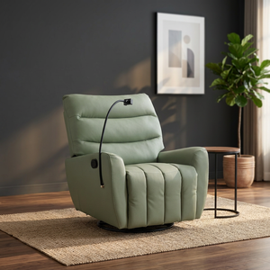 Modern Leather Chair Solid Back Manual Reclining Living Room Furniture Contemporary Design Leisure Chair - Product Image 3