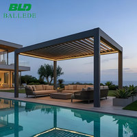 Pérgola de Alta Resistencia para Nieve, Impermeable, de Aluminio con Tubo Cuadrado, Estructura Exterior con Techo de Aluminio con Rejillas, para Hoteles, Resorts y Villas