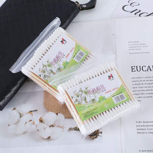 Hisopos de algodón portátiles, 100 unidades cada uno, de doble punta, con mango de madera, mercancía general de 1-2 yuanes. - Product Image 2