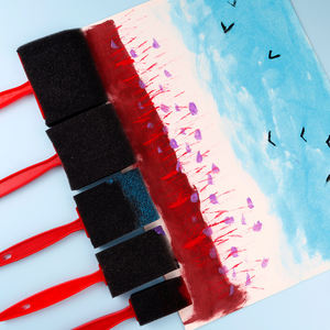 HCHWENH 60 piezas de alta calidad de arte para niños Smock Set no tóxico lavable témpera pinturas cepillos esponjas y paleta bolsa de chorro de arena - Product Image 4