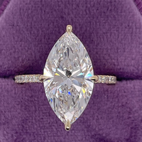 Bague de fiançailles en or massif 10K/14K/18K avec diamant de laboratoire taille marquise 2 carats, halo caché et pavé, couleur VVS DEF, certifiée IGI CVD/HPHT