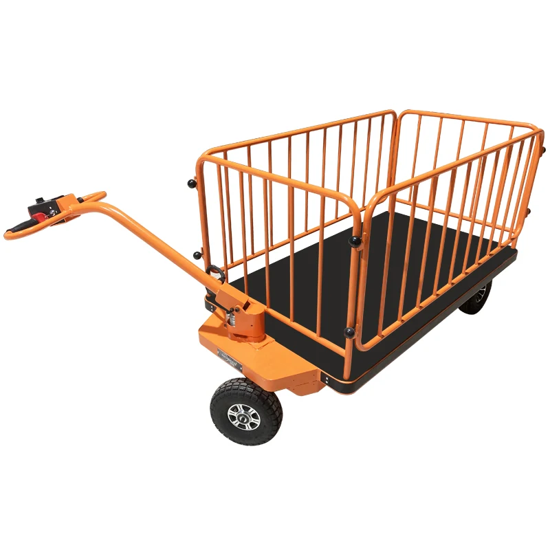 Battery Operated Platform Trolley OEM Customizable Electric Wheel Barrow Metal Hand Cart Four-Wheel 300kg/500kg Load Capacity