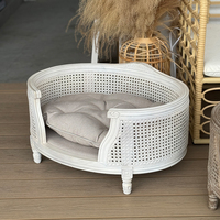 Lit pour chien et chat de petite taille, style célébrité internet, en rotin/osier écologique, canapé-lit, design solide, rétro, classique, avec coussin surélevé, type grotte en carton