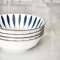 Bol en céramique japonais style pluie de météores, pour ramen domestique, grand bol à soupe, couleur sous glaçure, 8 pouces